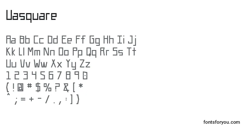 A fonte Uasquare – alfabeto, números, caracteres especiais