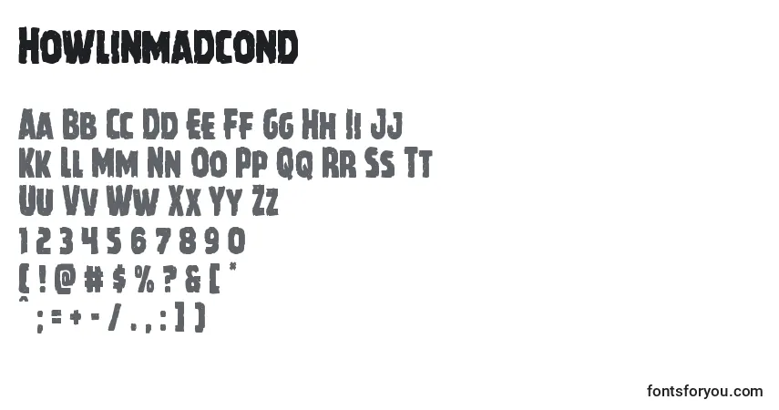Schriftart Howlinmadcond – Alphabet, Zahlen, spezielle Symbole