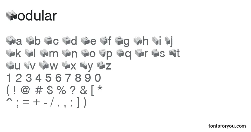 A fonte Modular – alfabeto, números, caracteres especiais