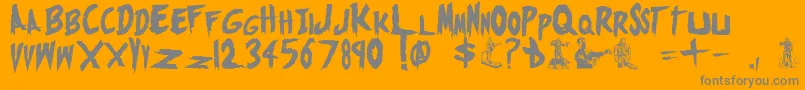 MonstersAttack1937-fontti – harmaat kirjasimet oranssilla taustalla