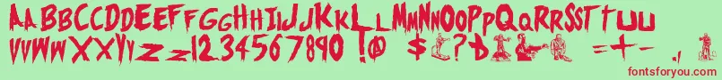 MonstersAttack1937-Schriftart – Rote Schriften auf grünem Hintergrund