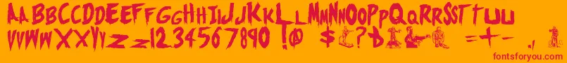 MonstersAttack1937 Font – Red Fonts on Orange Background