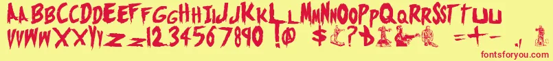 MonstersAttack1937 Font – Red Fonts on Yellow Background