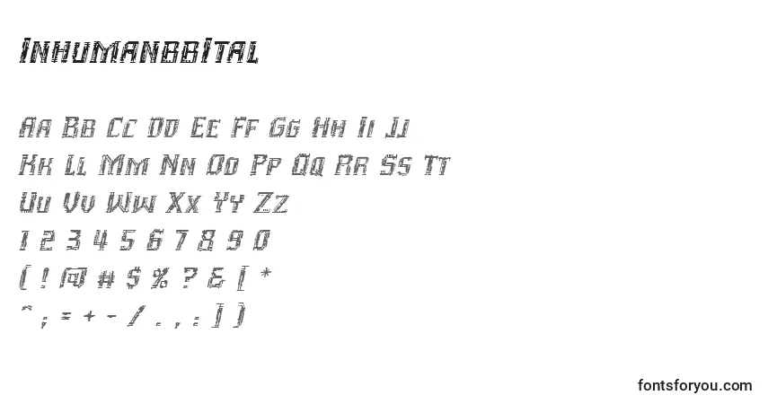 Шрифт InhumanbbItal – алфавит, цифры, специальные символы