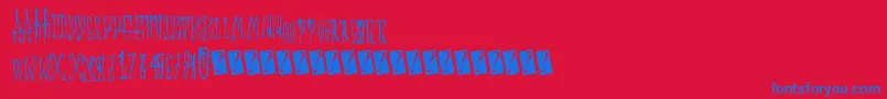 Animalcracker-Schriftart – Blaue Schriften auf rotem Hintergrund