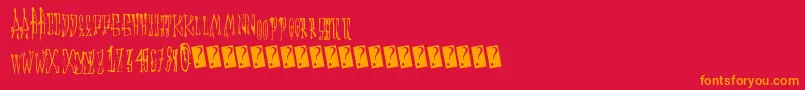 Animalcracker-Schriftart – Orangefarbene Schriften auf rotem Hintergrund