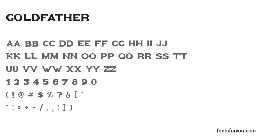 A fonte Goldfather – alfabeto, números, caracteres especiais