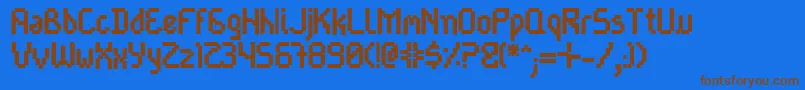 フォントCaytanob – 茶色の文字が青い背景にあります。