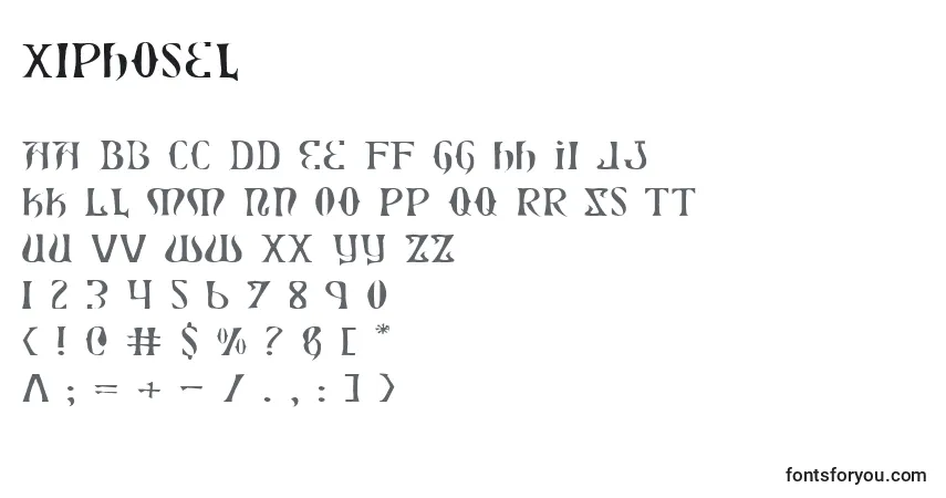 Schriftart Xiphosel – Alphabet, Zahlen, spezielle Symbole