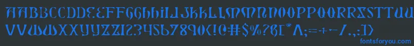 フォントXiphosel – 黒い背景に青い文字