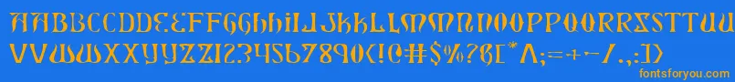 Xiphosel Font – Orange Fonts on Blue Background