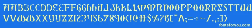 フォントXiphosel – 黄色の文字、青い背景