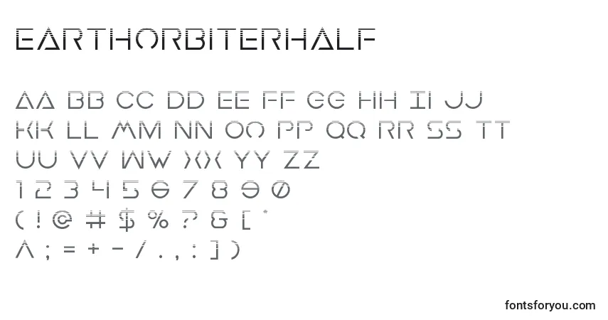 A fonte Earthorbiterhalf – alfabeto, números, caracteres especiais