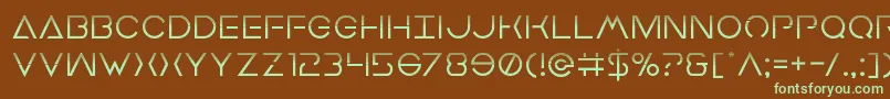 フォントEarthorbiterhalf – 緑色の文字が茶色の背景にあります。