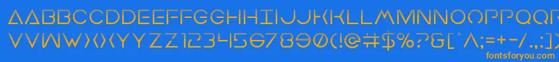 フォントEarthorbiterhalf – オレンジ色の文字が青い背景にあります。