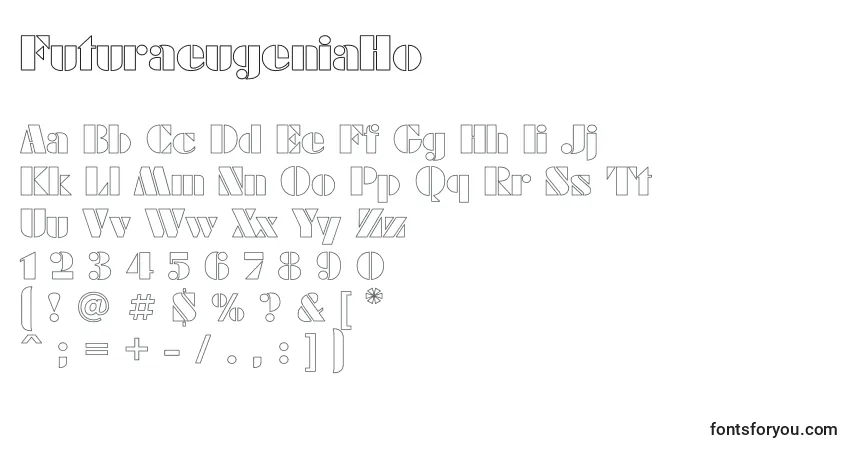 Czcionka FuturaeugeniaHo – alfabet, cyfry, specjalne znaki