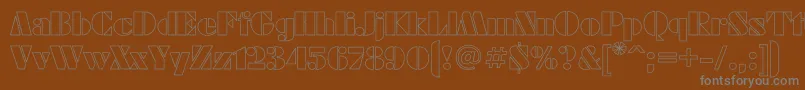 FuturaeugeniaHo-fontti – harmaat kirjasimet ruskealla taustalla