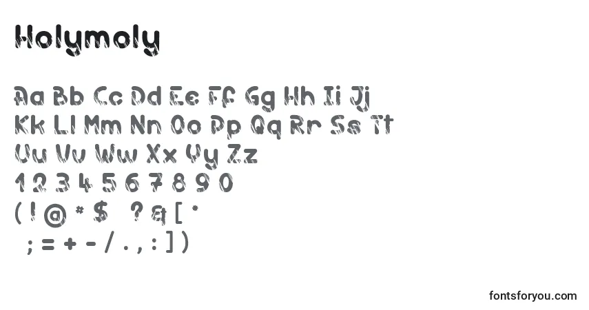 Schriftart Holymoly – Alphabet, Zahlen, spezielle Symbole