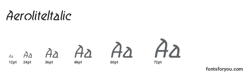 Größen der Schriftart AeroliteItalic (112914)