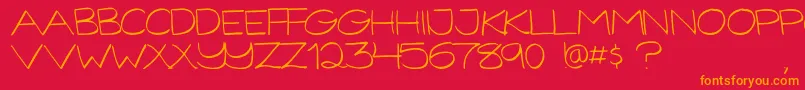 GorillaComixLight-Schriftart – Orangefarbene Schriften auf rotem Hintergrund