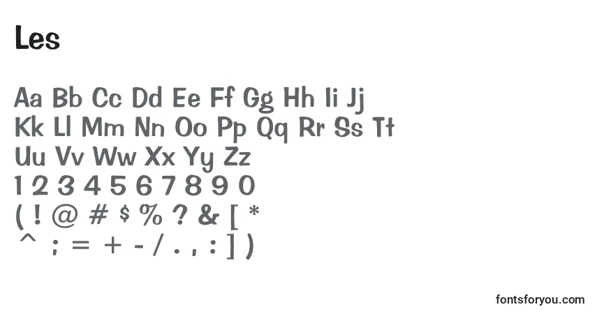 Czcionka Les – alfabet, cyfry, specjalne znaki