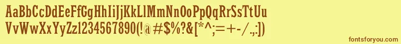 フォントLatinrcond – 茶色の文字が黄色の背景にあります。