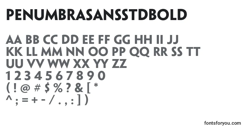 A fonte PenumbrasansstdBold – alfabeto, números, caracteres especiais