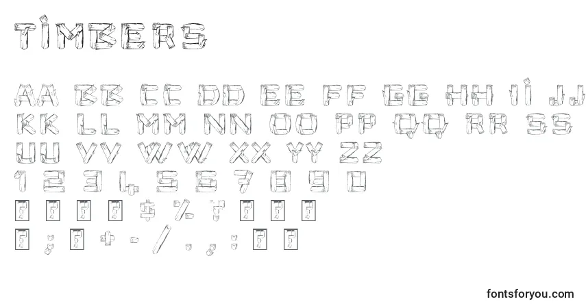 Schriftart Timbers – Alphabet, Zahlen, spezielle Symbole