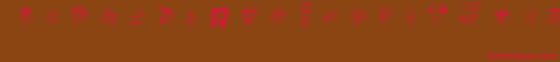 フォント21heads – 赤い文字が茶色の背景にあります。