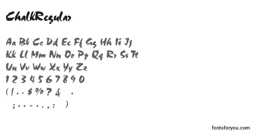 Czcionka ChalkRegular – alfabet, cyfry, specjalne znaki