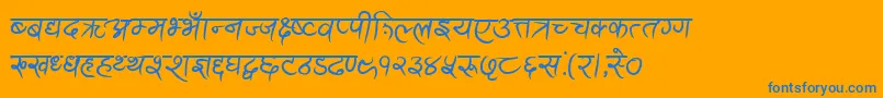 AnandaAkchyarBold Font – Blue Fonts on Orange Background