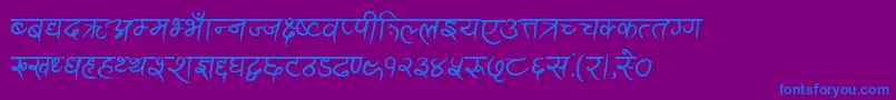 AnandaAkchyarBold-Schriftart – Blaue Schriften auf violettem Hintergrund