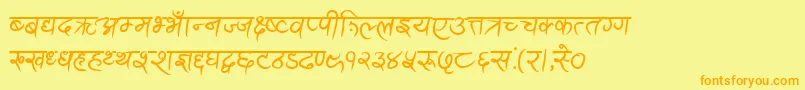AnandaAkchyarBold Font – Orange Fonts on Yellow Background
