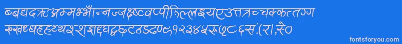 フォントAnandaAkchyarBold – ピンクの文字、青い背景