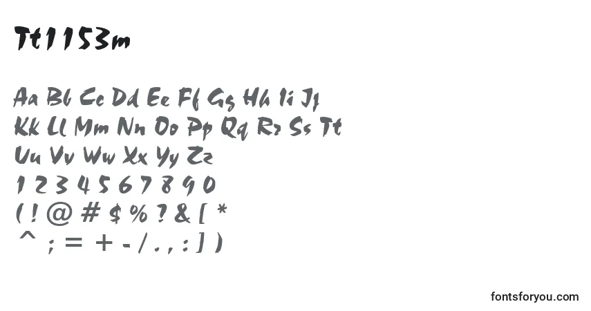 A fonte Tt1153m – alfabeto, números, caracteres especiais