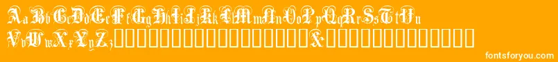 AngloText-Schriftart – Weiße Schriften auf orangefarbenem Hintergrund