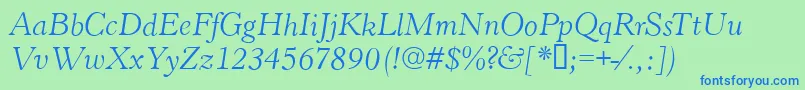 HastingsItalic Font – Blue Fonts on Green Background