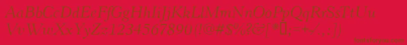 Weitere Informationen zur HastingsItalic-Schriftart HastingsItalic-Schriftart – Braune Schriften auf rotem Hintergrund