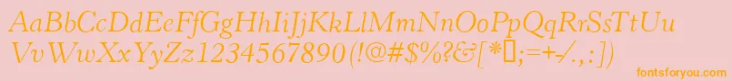 フォントHastingsItalic – オレンジの文字がピンクの背景にあります。