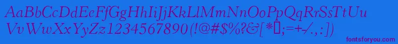 HastingsItalic Font – Purple Fonts on Blue Background