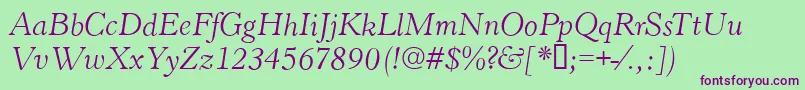 HastingsItalic Font – Purple Fonts on Green Background