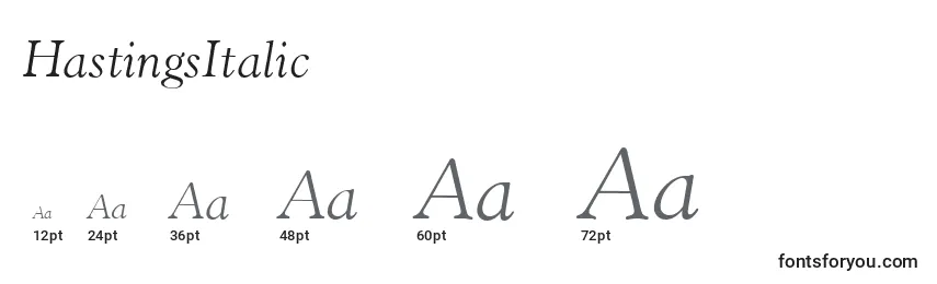 Размеры шрифта HastingsItalic