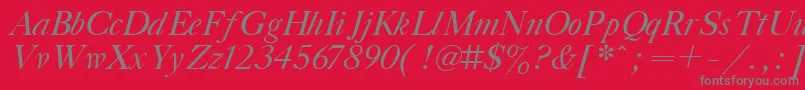 TitleItalic-fontti – harmaat kirjasimet punaisella taustalla