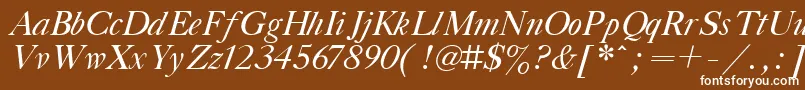 Lisätietoja TitleItalic-fontista TitleItalic-fontti – valkoiset fontit ruskealla taustalla