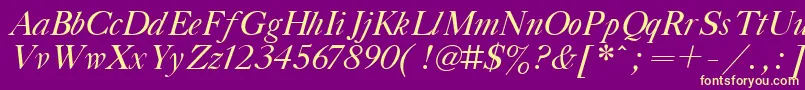 TitleItalic-fontti – keltaiset fontit violetilla taustalla