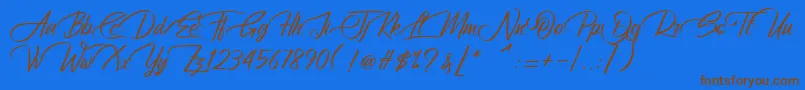 AtziluthScript Font – Brown Fonts on Blue Background