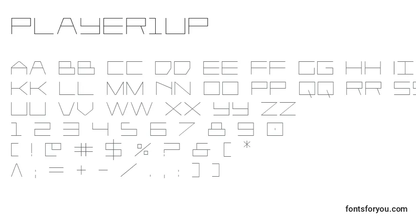 A fonte Player1up – alfabeto, números, caracteres especiais