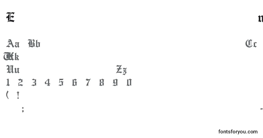 Schriftart English ffy – Alphabet, Zahlen, spezielle Symbole