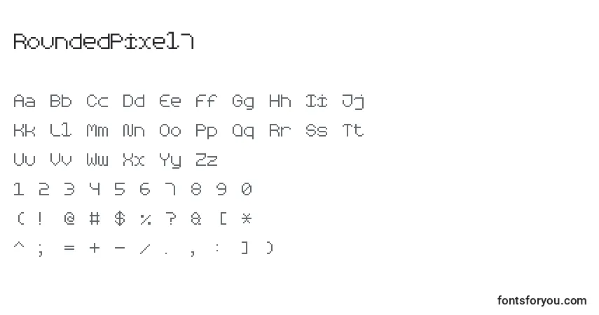 Schriftart RoundedPixel7 – Alphabet, Zahlen, spezielle Symbole