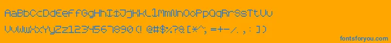 RoundedPixel7-Schriftart – Blaue Schriften auf orangefarbenem Hintergrund